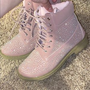 Pink rhinestone boots